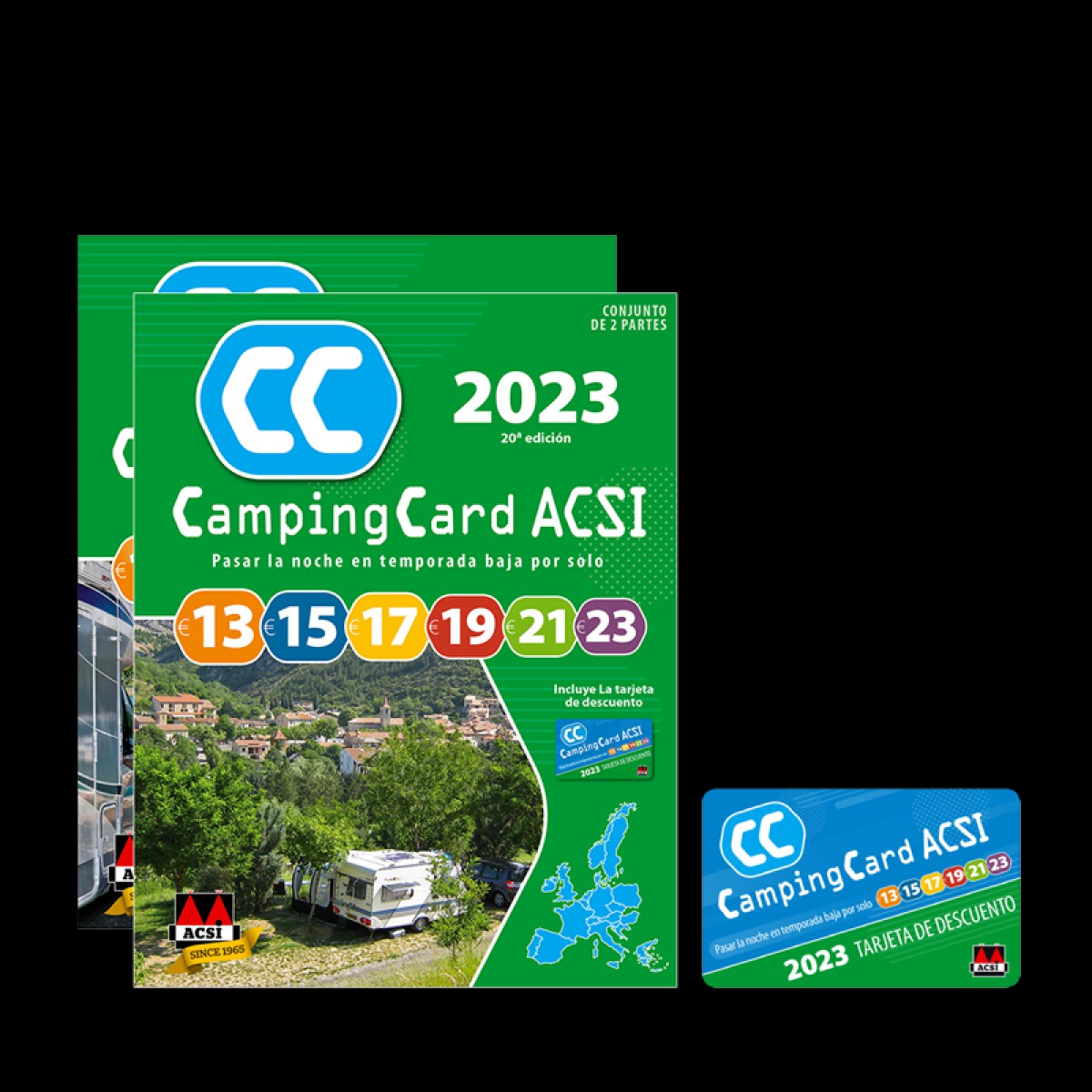 TARJETA CAMPINGCARD ASCI 2023 + 2 GUIAS ESPAÑOL | Caravaning Huelva S.l.